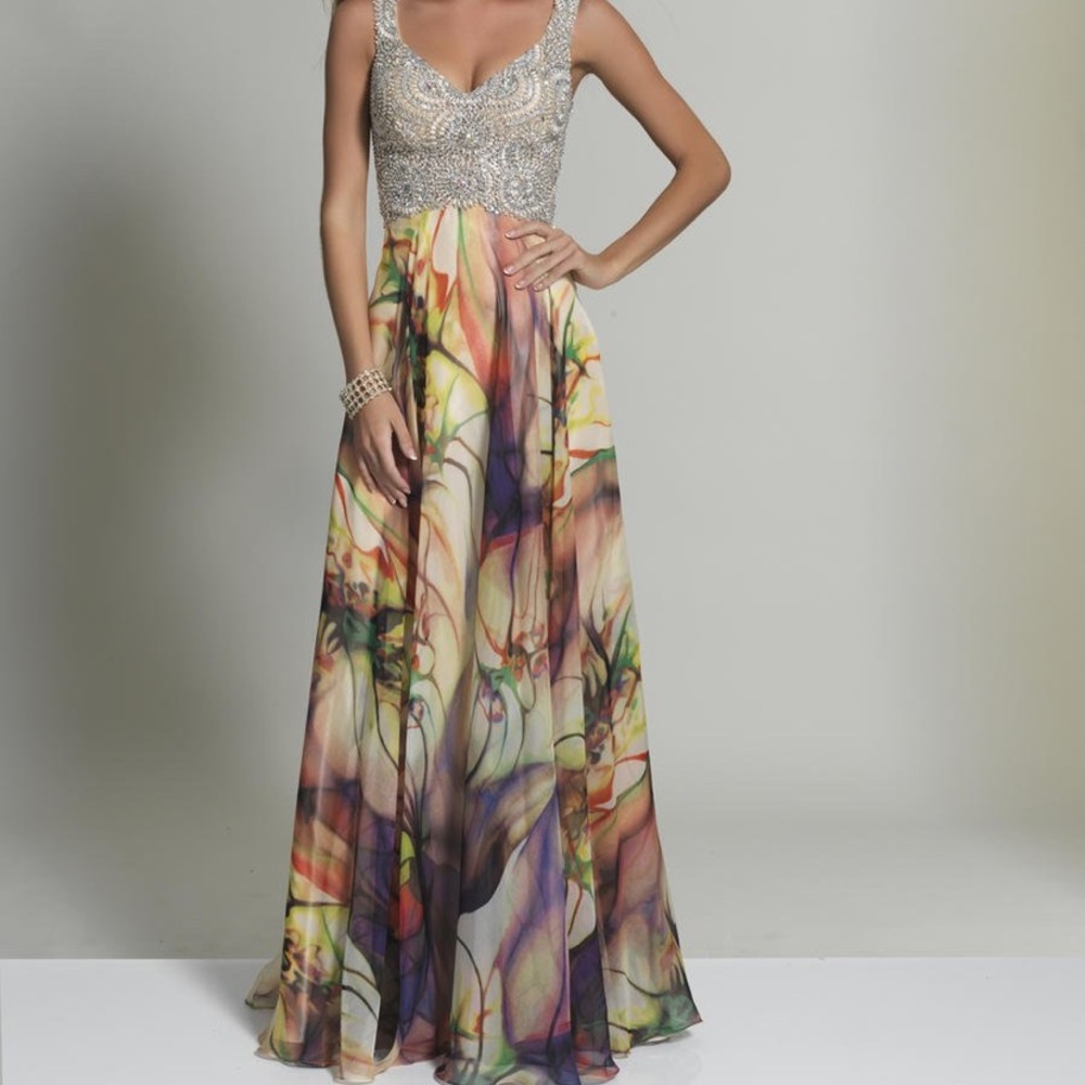 Dave and Johnny hand beaded gown